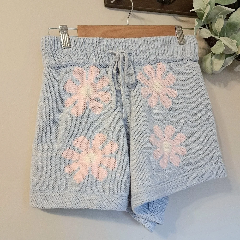 Ghanda Blue & Pink Knit Shorts Size Small